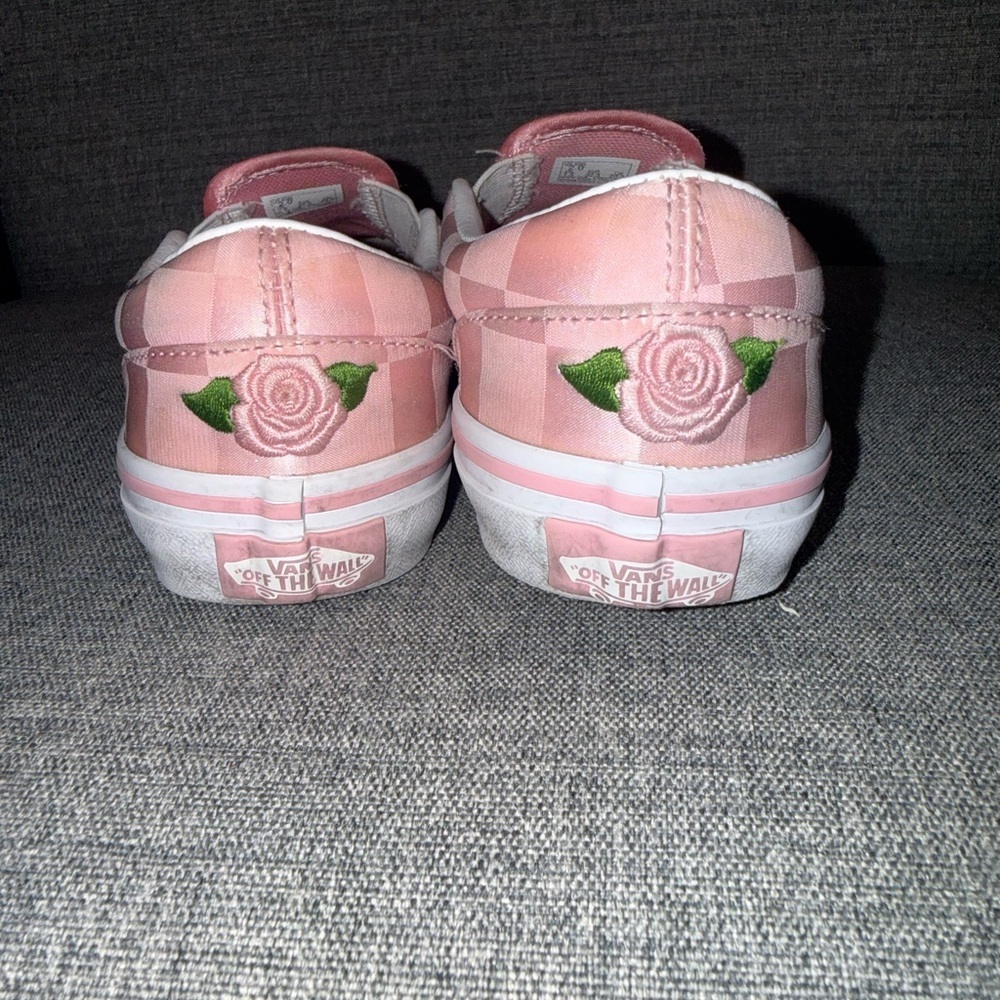 Vans Kids Little Girls Pink and White Checkered Slip-On Sneakers Girls Size 2 - Picture 11 of 16